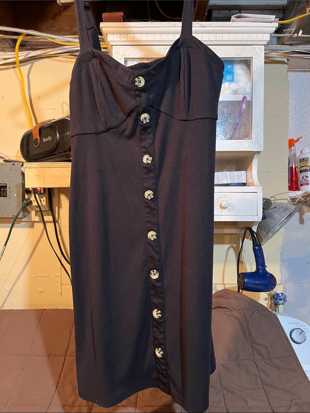 No Boundaries Black Button-Front Midi Dress